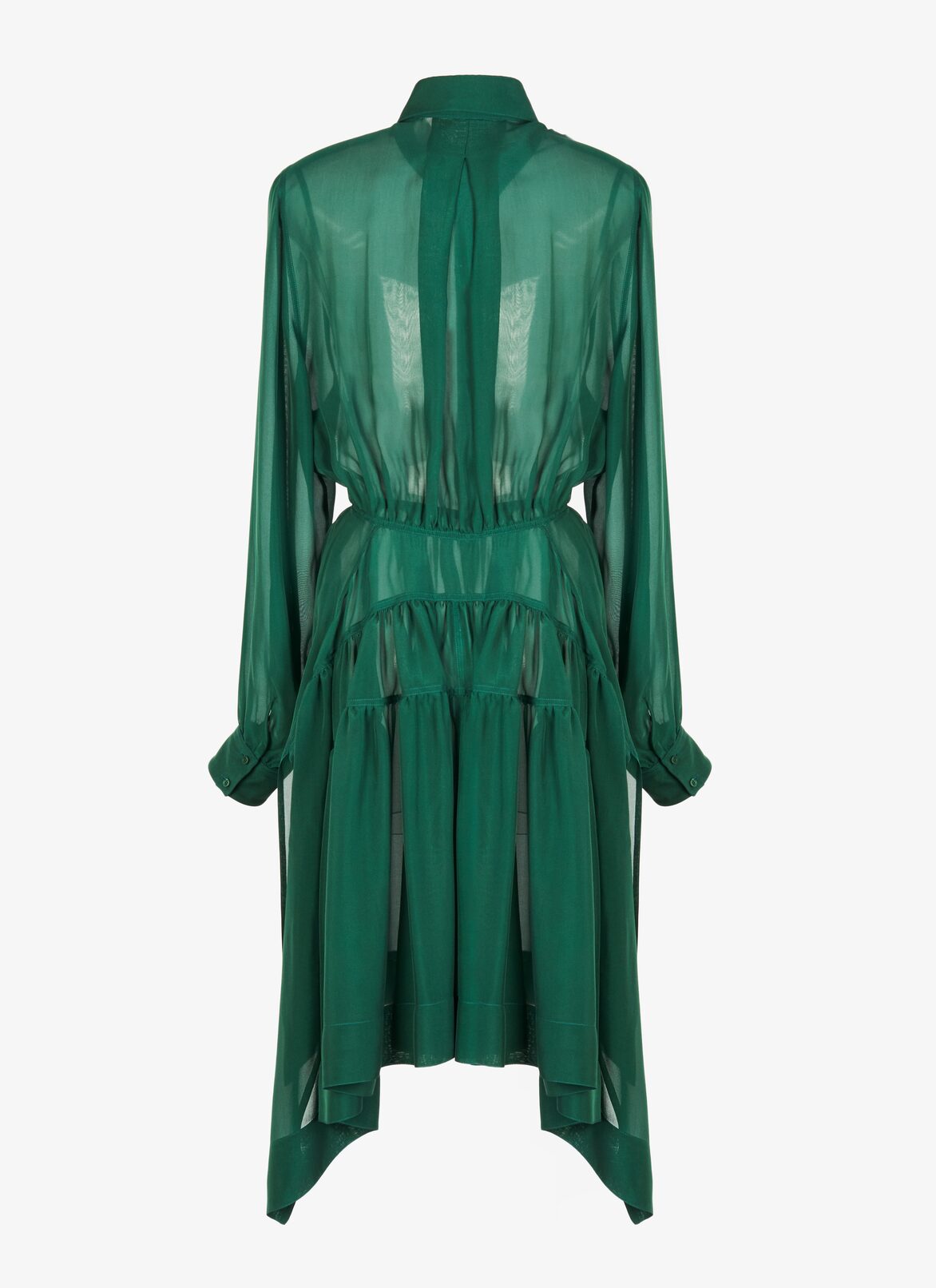 LONG SLEEVE DRESS MOUSSELINE GREEN EMPIRE ALAÏA GREEN  LONG SLEEVE DRESS MOUSSELINE GREEN EMPIRE